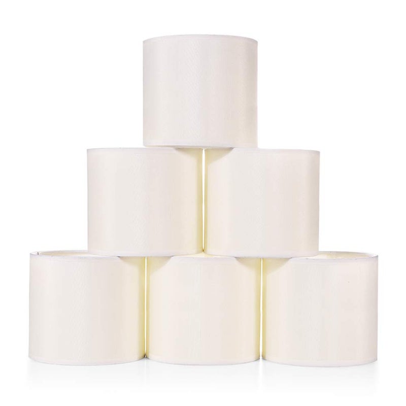 Wellmet Small Lamp Shades,ONLY for Candle Bulbs,Clip-on Drum Mini Lampshades,Set of 6, 5.5"x 5.5"x5",Cream White - Image 1